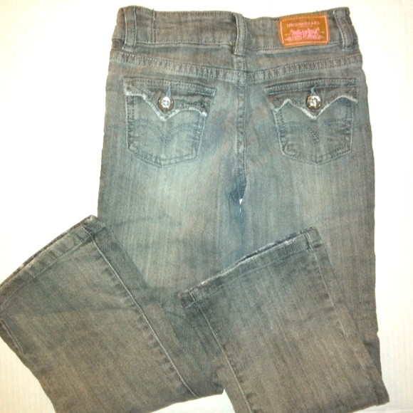 ☆EUC☆LEVI'S☆Little Girls Flare Leg 6X adjustable Waist denim Jeans - Picture 4 of 14